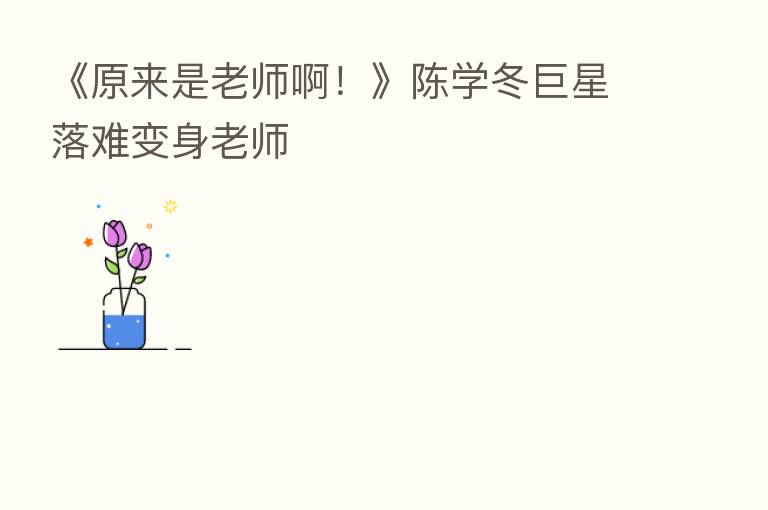 《原来是老师啊!》陈学冬巨星落难变身老师