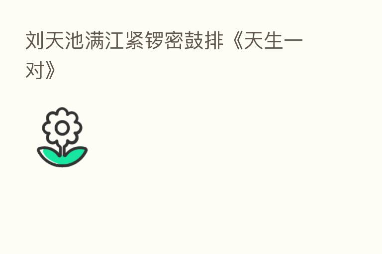 刘天池满江紧锣密鼓排《天生一对》