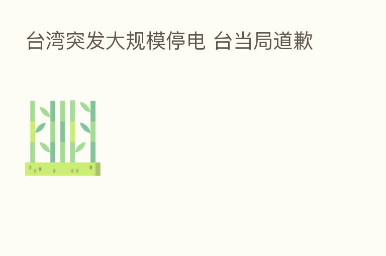 台湾突发大规模停电 台当局道歉