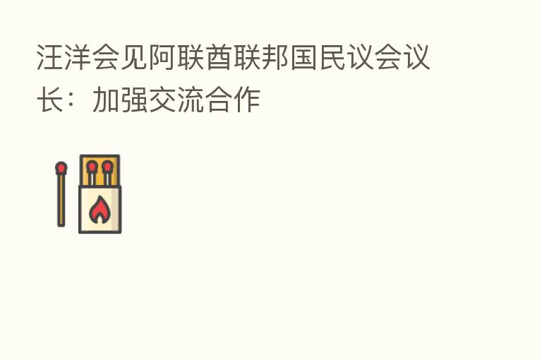 汪洋会见阿联酋联邦国民议会议长:加强交流合作