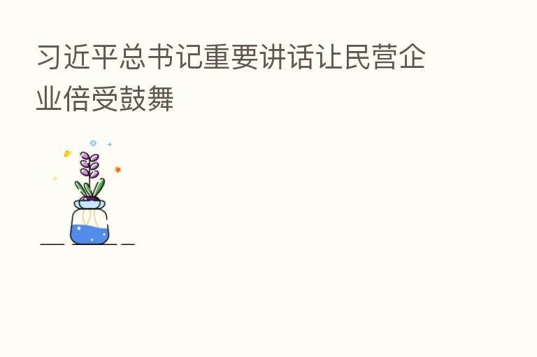 总书记重要讲话让民营企业倍受鼓舞
