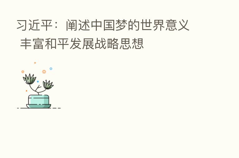          ：阐述中国梦的世界意义 丰富和平发展战略思想