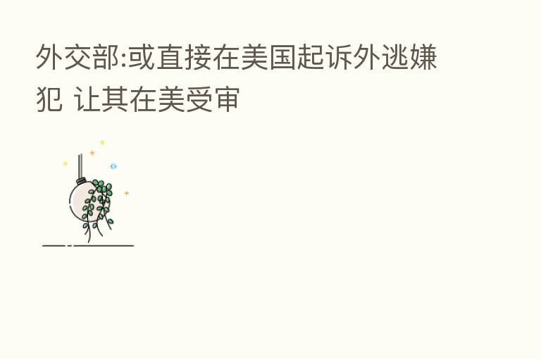 外交部:或直接在美国起诉外逃嫌犯 让其在美受审