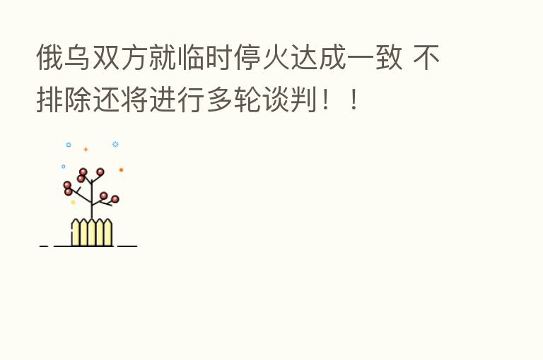 俄乌双方就临时停火达成一致 不排除还将进行多轮谈判！！