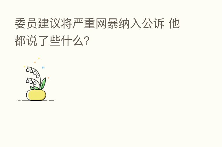 委员建议将严重网暴纳入公诉 他都说了些什么?