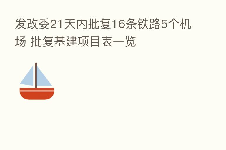 发改委21天内批复16条铁路5个机场 批复基建项目表一览
