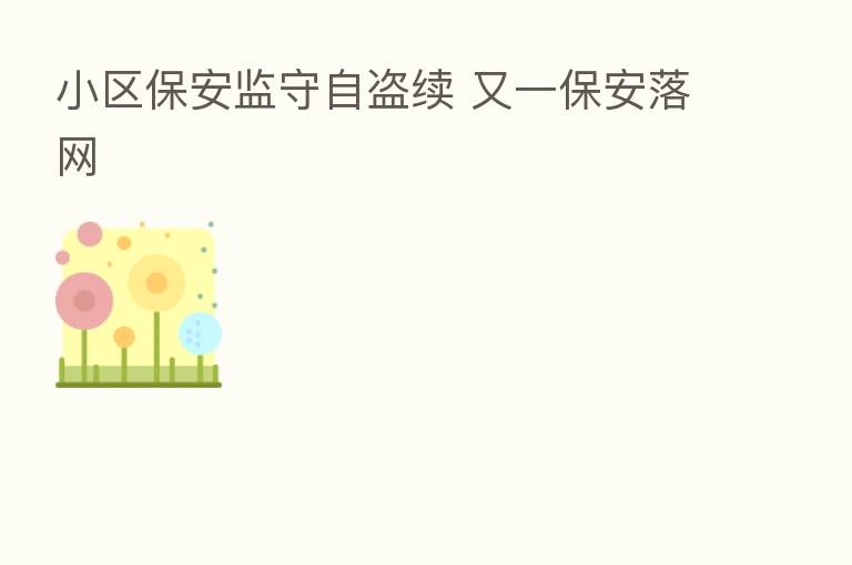 小区保安监守自盗续 又一保安落网
