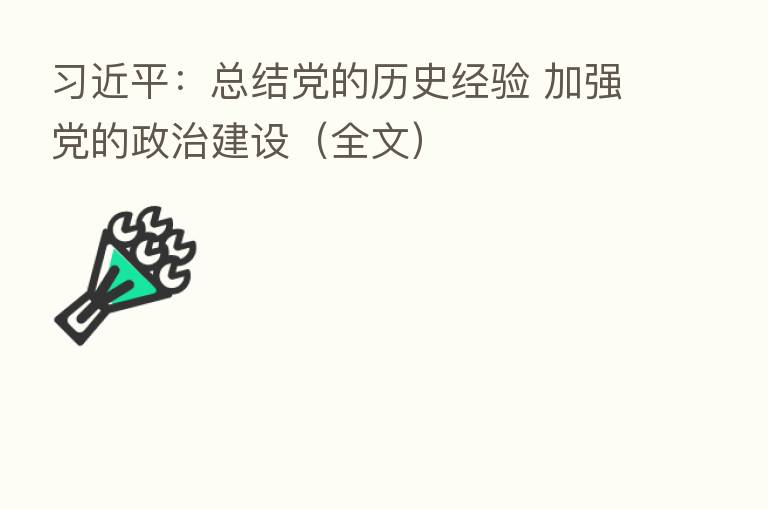          ：总结党的历史经验 加强党的政治建设（全文）