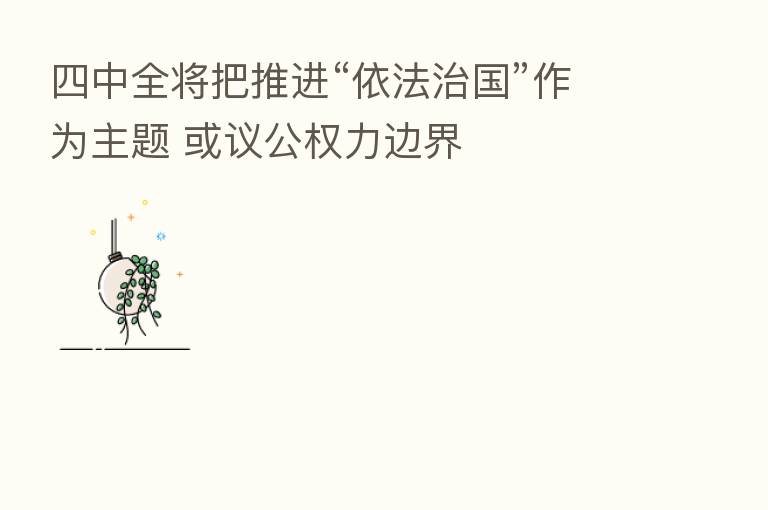 四中全将把推进“依法治国”作为主题 或议公权力边界