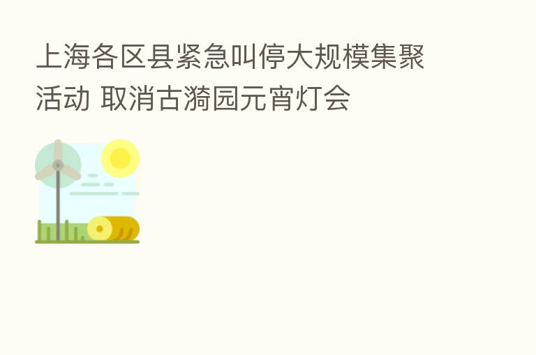 上海各区县紧急叫停大规模集聚活动 取消古漪园元宵灯会