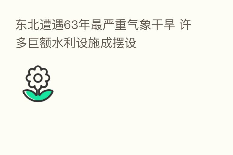 东北遭遇63年 严重气象干旱 许多巨额水利设施成摆设