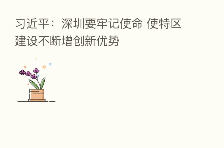 :深圳要牢记使命 使特区建设不断增创新优势