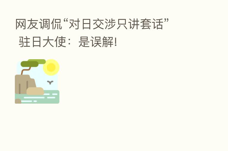 网友调侃“对日交涉只讲套话” 驻日大使：是误解!