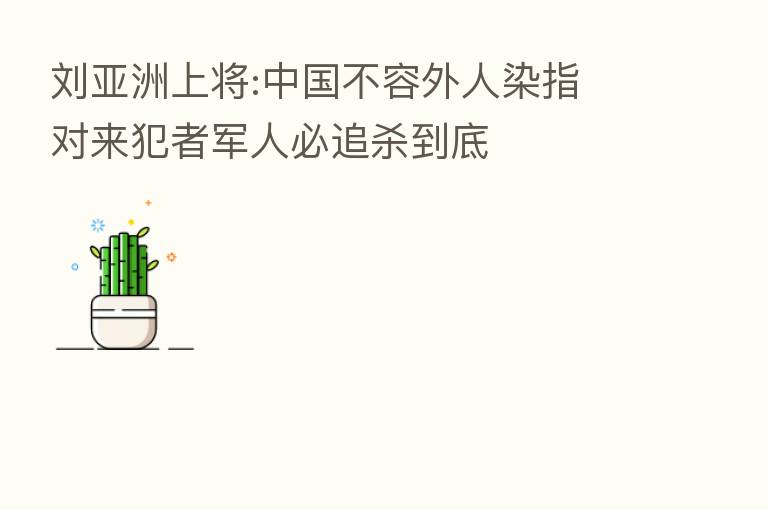 刘亚洲上将:中国不容外人染指 对来犯者军人必追 到底