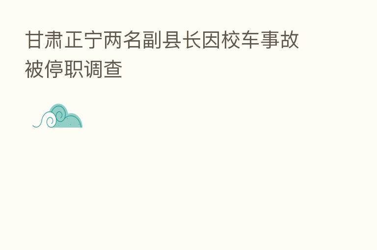 甘肃正宁两名副县长因校车事故被停职调查