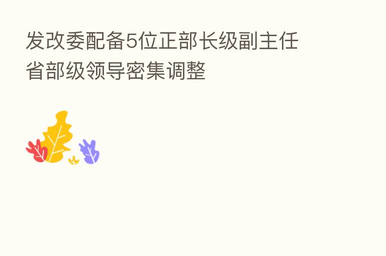 发改委配备5位正部长级副主任 省部级领导密集调整