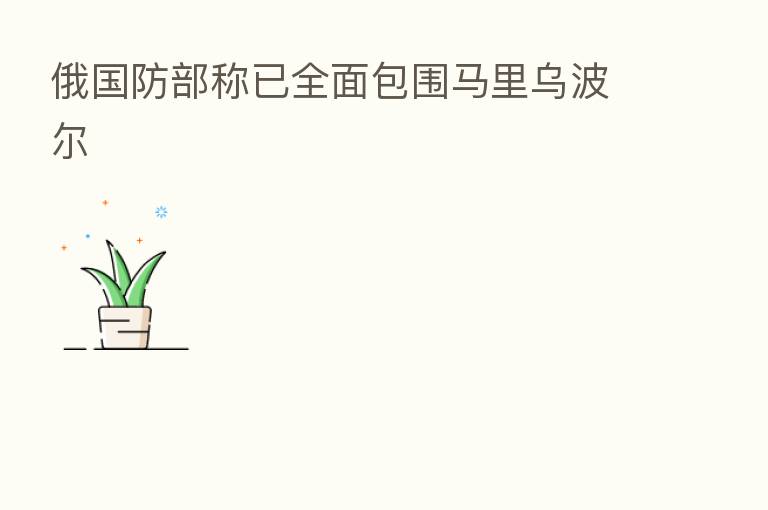 俄国防部称已全面包围马里乌波尔