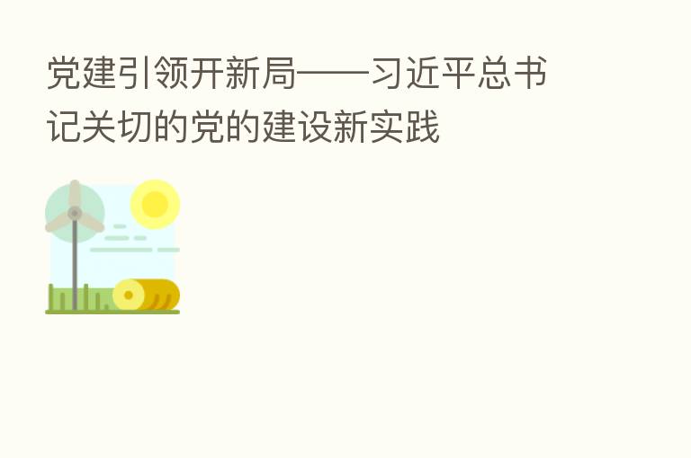 党建引领开新局—— 总书记关切的党的建设新实践