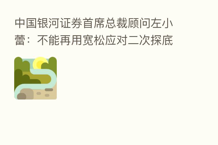 中国银河证券首席总裁顾问左小蕾：不能再用宽松应对二次探底