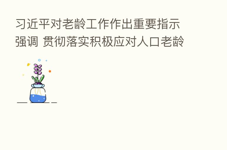 对老龄工作作出重要指示强调 贯彻落实积极应对人口老龄化国家战略 让老年人共享改革发展成果安享幸福晚年 在重阳节来临