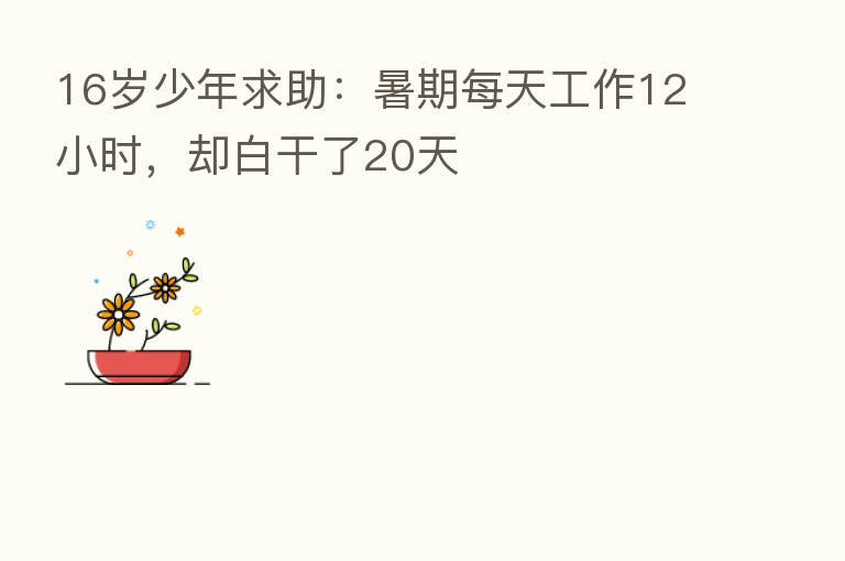 16岁少年求助：暑期每天工作12小时，却白干了20天