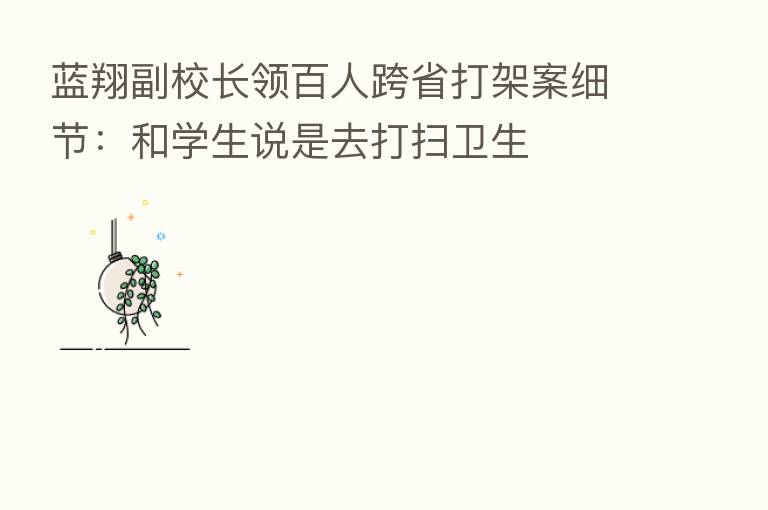 蓝翔副校长领百人跨省打架案细节:和学生说是去打扫卫生