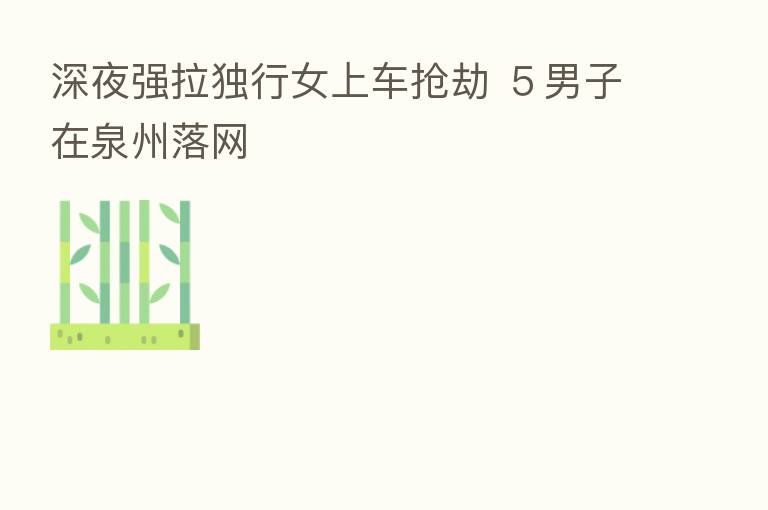 深夜强拉独行女上车抢劫 ５男子在泉州落网