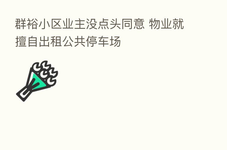 群裕小区业主没点头同意 物业就擅自出租公共停车场