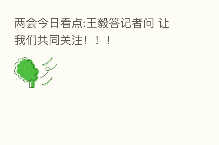 两会今日看点:王毅答记者问 让我们共同关注!!!