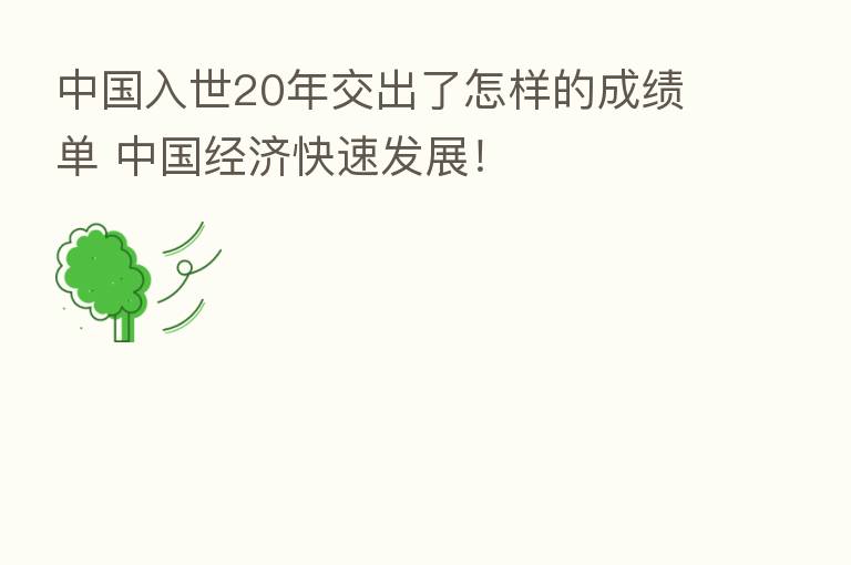 中国入世20年交出了怎样的成绩单 中国经济快速发展！