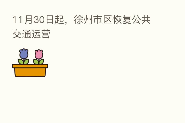 11月30日起,徐州市区恢复公共交通运营