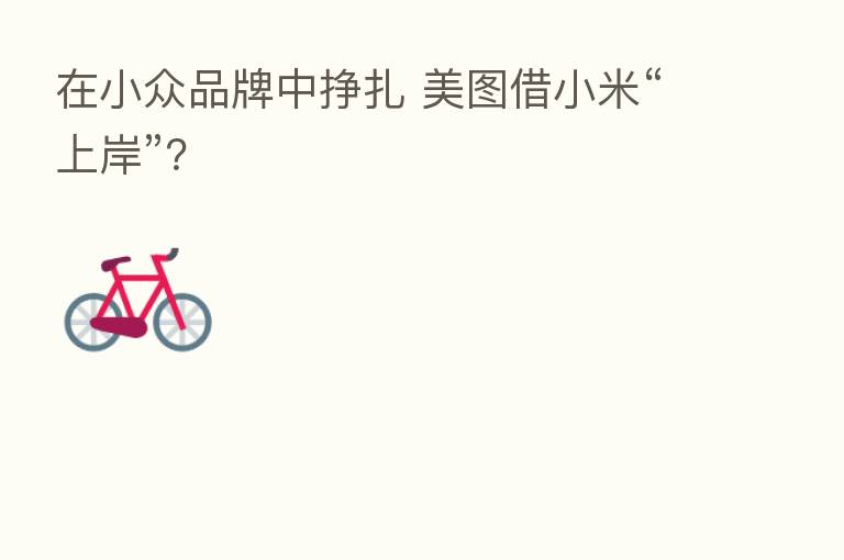 在小众品牌中挣扎 美图借小米“上岸”?