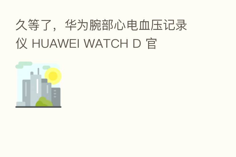 久等了,华为腕部心电血压记录仪 HUAWEI WATCH D 官