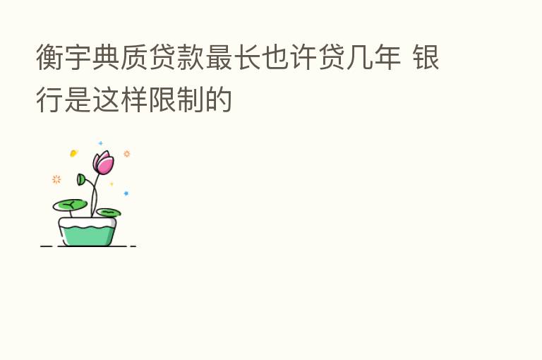 衡宇典质贷款 长也许贷几年 银行是这样限制的