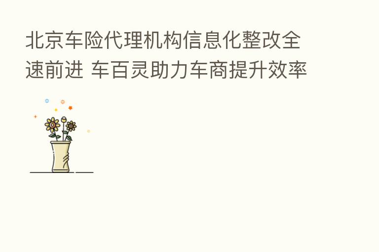 北京车险代理机构信息化整改全速前进 车百灵助力车商提升效率