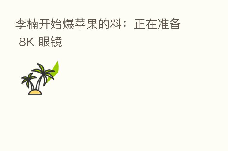 李楠开始爆苹果的料：正在准备 8K 眼镜