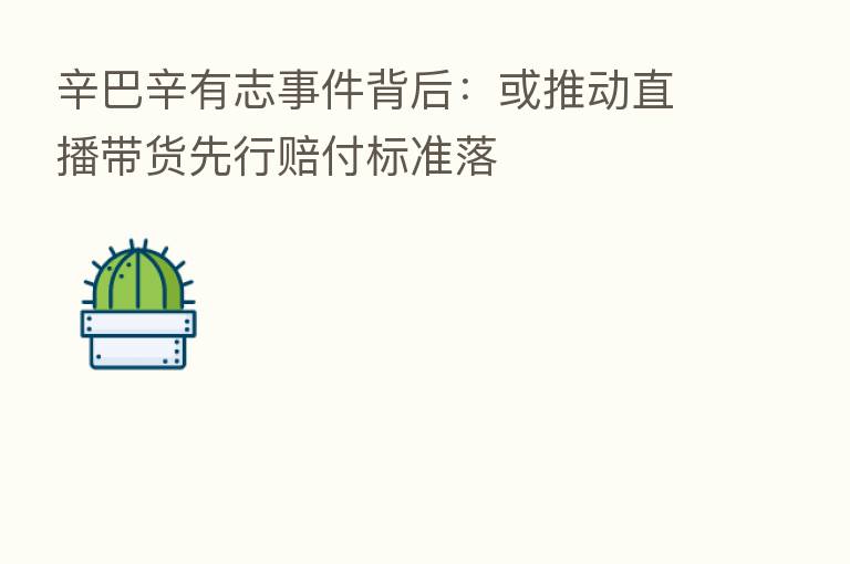 辛巴辛有志事件背后：或推动直播带货先行赔付标准落