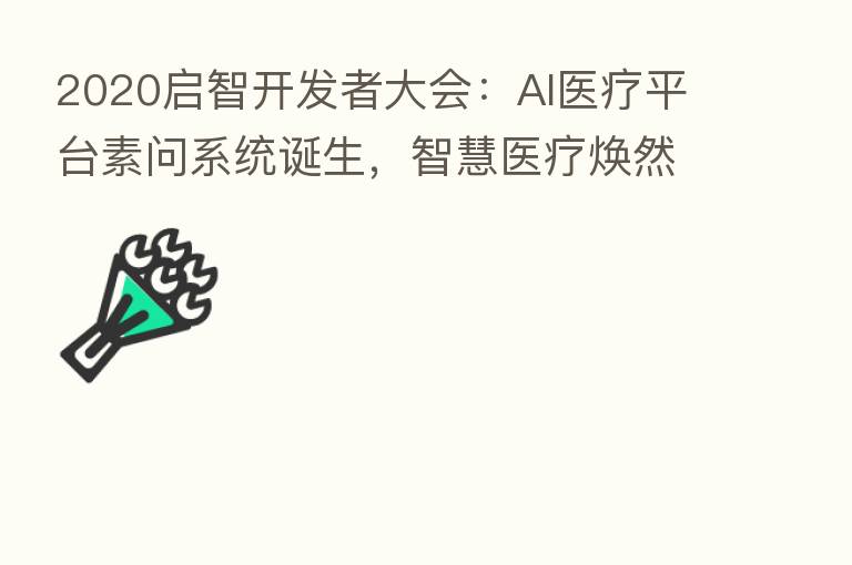 2020启智开发者大会:AI医疗平台素问系统诞生,智慧医疗焕然“医”新