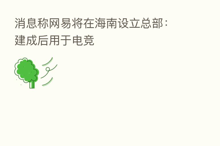消息称网易将在海南设立总部：建成后用于电竞