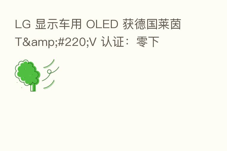LG 显示车用 OLED 获德国莱茵 TÜV 认证:零下