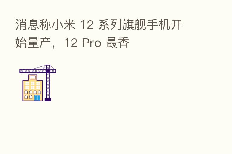 消息称小米 12 系列旗舰手机开始量产，12 Pro    香