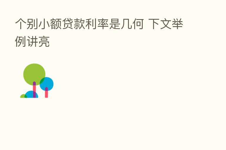 个别小额贷款利率是几何 下文举例讲亮