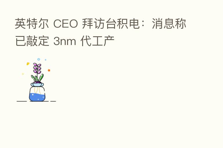 英特尔 CEO 拜访台积电：消息称已敲定 3nm 代工产