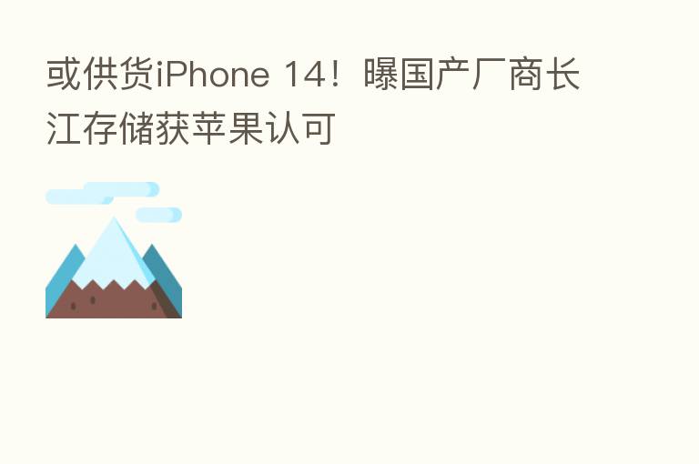 或供货iPhone 14！曝国产厂商长江存储获苹果认可