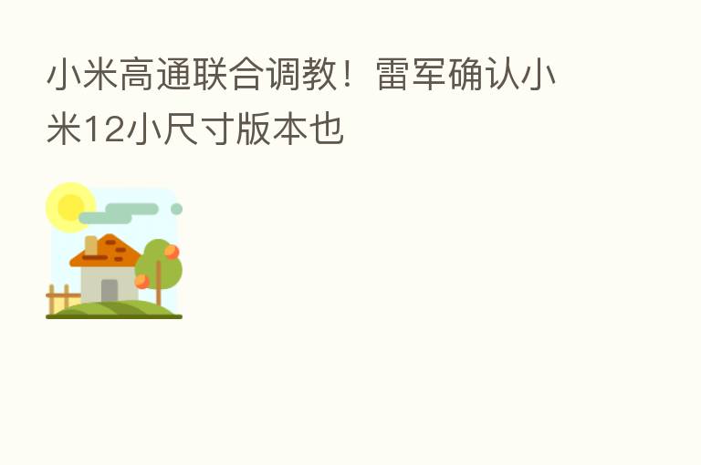 小米高通联合调教!雷军确认小米12小尺寸版本也