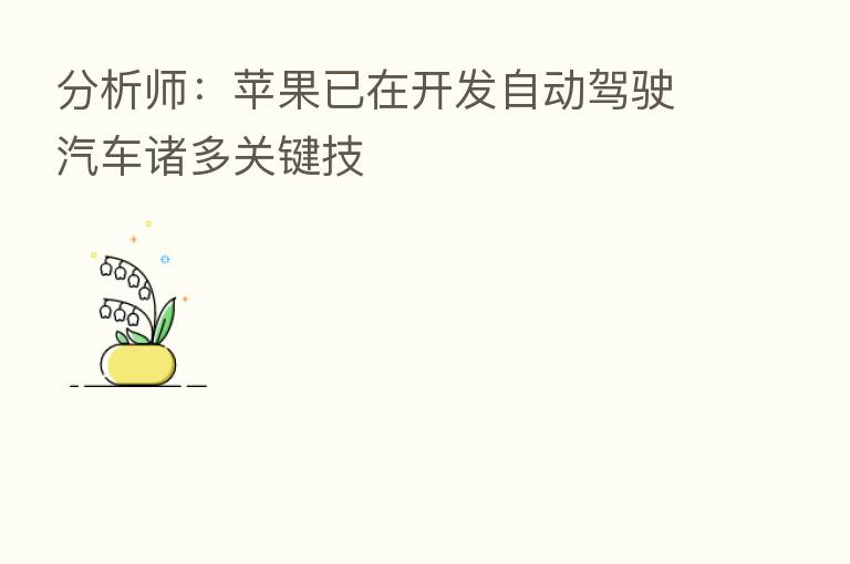 分析师:苹果已在开发自动驾驶汽车诸多关键技