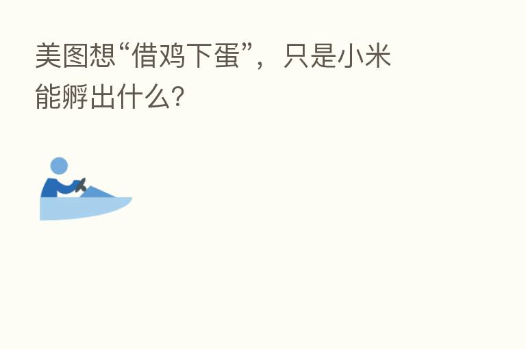 美图想“借鸡下蛋”，只是小米能孵出什么？