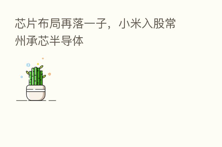 芯片布局再落一子，小米入股常州承芯半导体