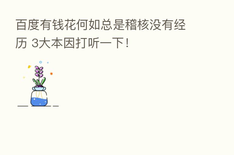 百度有前花何如总是稽核没有经历 3大本因打听一下!