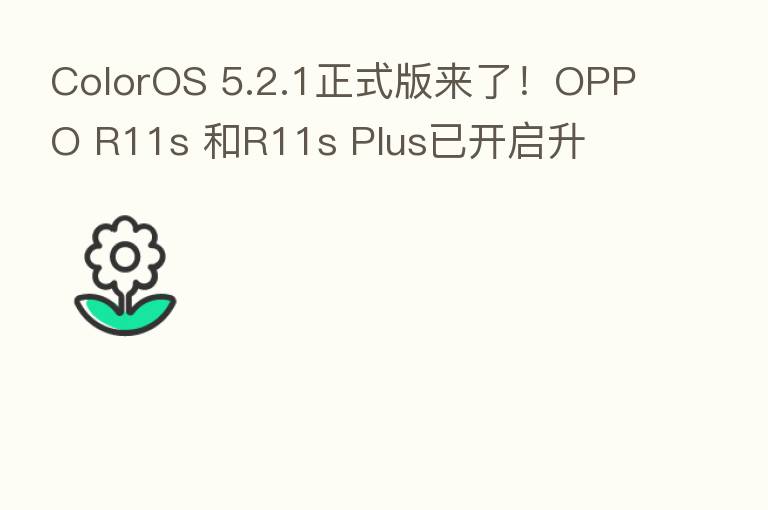 ColorOS 5.2.1正式版来了！OPPO R11s 和R11s Plus已开启升